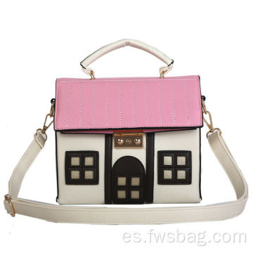 Nuevo estilo Collision Color Originality Strange Little House Cartoon encantador bolso de personajes individuales